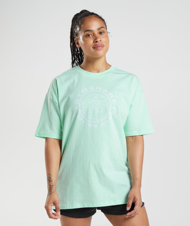 Women\'s Gymshark Legacy Oversized T-Shirts Light Green | CA D7A063